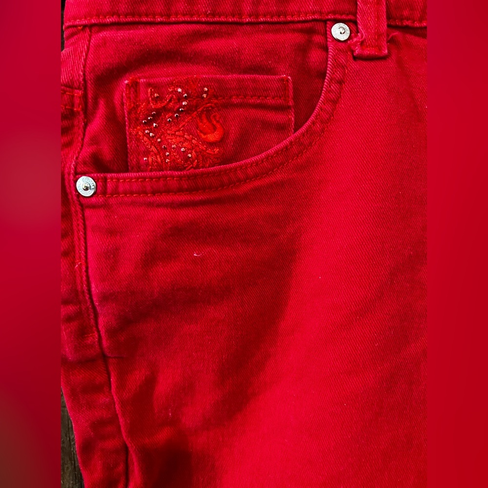 Gloria Vanderbilt Amanda classic fit red denim capris size 16W - Picture 4 of 13